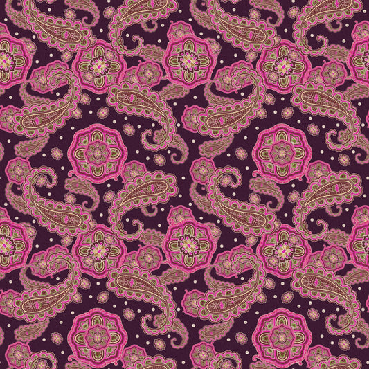 Paisley Design Fabric - Messy Spot Pink Oil Painting