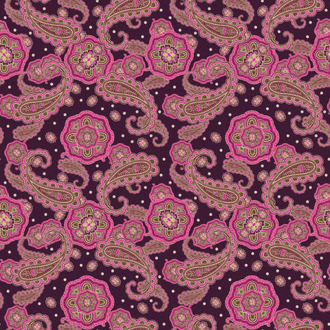 Paisley Design Fabric - Messy Spot Pink Oil Painting