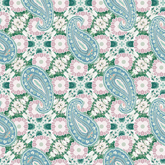 Paisley Design Fabric - Mosiac Pink Green