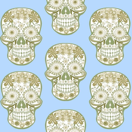 Skull Design Fabric - Antique