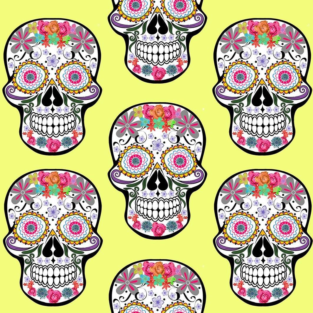 Skull Design Fabric - Yellow
