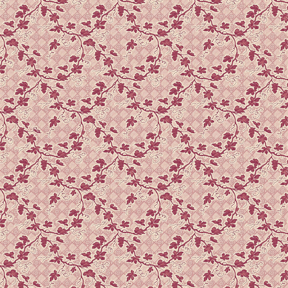Toile Design Fabric - All Over Leaf Pink