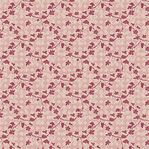 Toile Design Fabric - All Over Leaf Pink