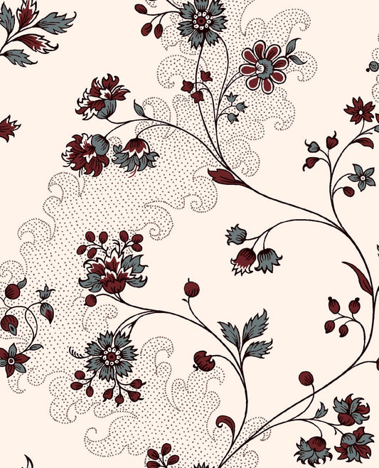 Toile Design Fabric - Floral Vine