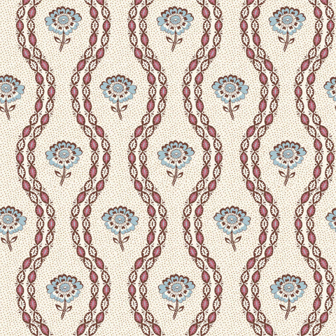 Toile Design Fabric - Floral Wave