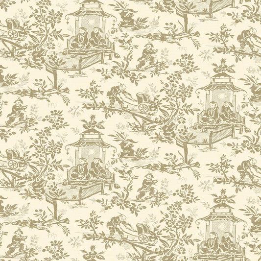 Toile Design Fabric - Garden Cream Neutral