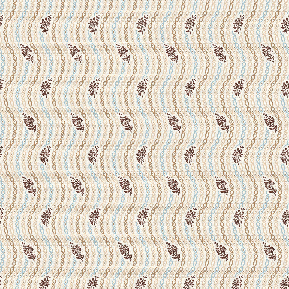 Toile Design Fabric - Leaf Wave