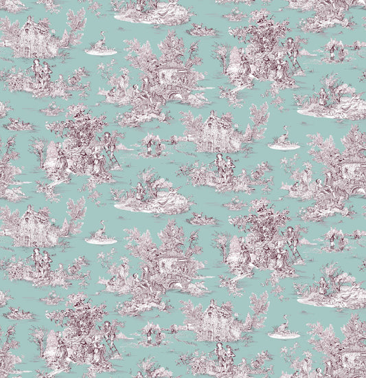 Toile Design Fabric - Tartine Duck Egg