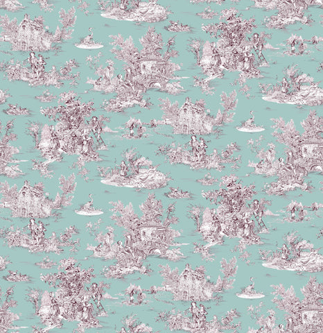 Toile Design Fabric - Tartine Duck Egg