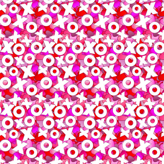 Valentines Design Fabric - Hugs & Kisses Random Invert